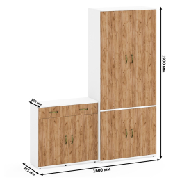 Платяной шкаф с дверками Лидер-8 20Б и тумбочки 3.15 с ящиком и дверками
