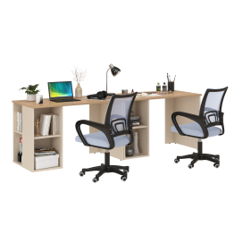 Набор для работы и учёбы из двух столов письменных Лайт 12.163 и двух серых кресел