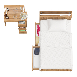 Кровать с ящиками полутораспальная Ксения 1200 и туалетный столик с подсветкой Сура