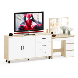 Косметический столик Сура с зеркалом и подсветкой и с тумбой-комодом 123-1604