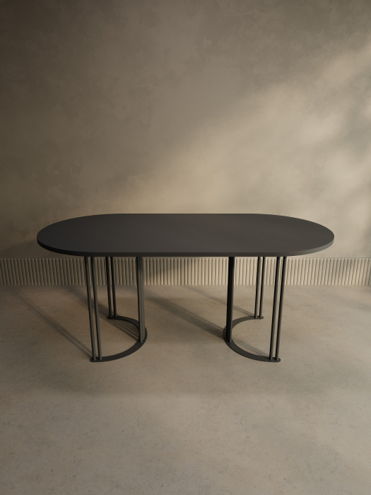 Обеденные столы, Стол овальный обеденный с чёрным металлическим подстольем VIOLUR 180