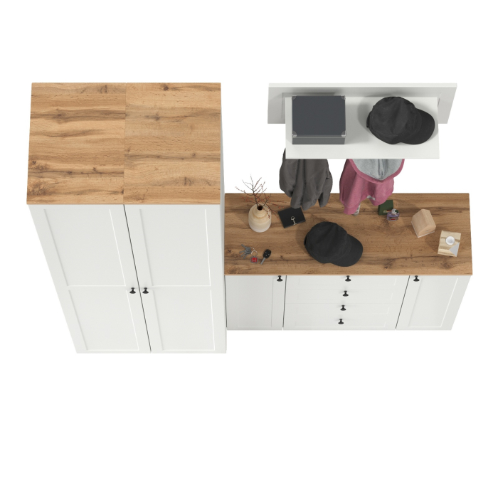 Прихожие, Большой комод две дверки четыре ящика с вешалкой с полкой и два шкаф-пенала Остин