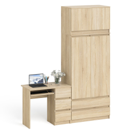 Стол однотумбовый компьютерный МС-6 правый с шкаф-комодом 900 с антресолью Мори