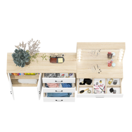 Столик туалетный с подсветкой СТ-4 и комод-тумба с ящиками 123-1204