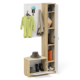 Обувница с мягким сиденьем вешалка с крючками и пенал П-6 МДФ фрезеровка прованс