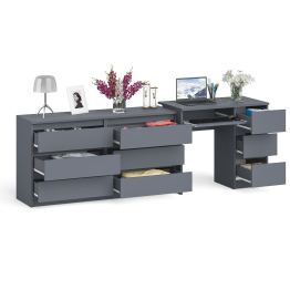 Комод 1380 6-ть ящиков Мори с однотумбовым столом компьютерным МС-6 правым