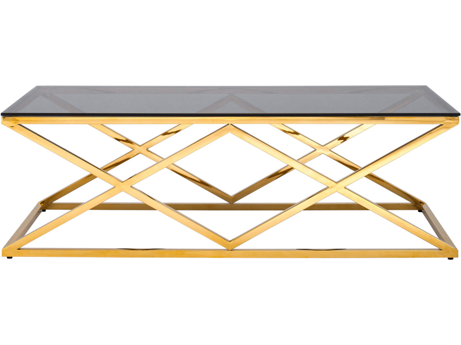 Журнальные столики, Журнальный стол STOOL GROUP ИНСИГНИЯ 120х60 (Cтекло smoke/Cталь золото)