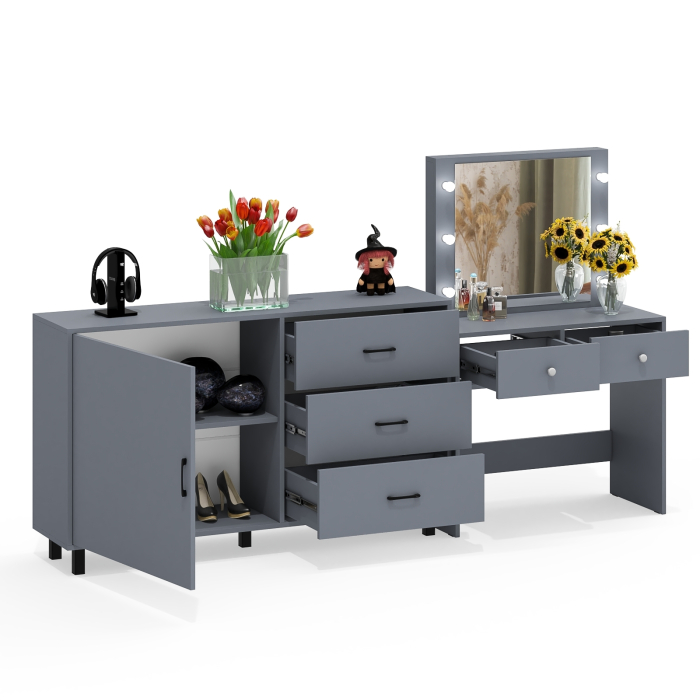 Туалетные столики, Косметический столик с лампочками СТ-5 и комод-тумба 122-1504