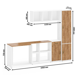 Пенал для белья с пятью полками Лидер-8 со столом для письма с полкой и тумбой
