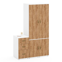 Корпусная мебель Лидер-8 из двух пеналов для белья и одежды 23Б и тумбочки на три ящика