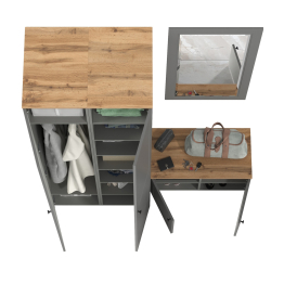 Тумба две дверки с зеркалом и два пенала в прихожую Остин