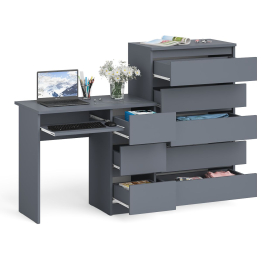 Высокий комод Мори на 700 5 ящиков и компьютерный стол Мори МС-6 тумба справа