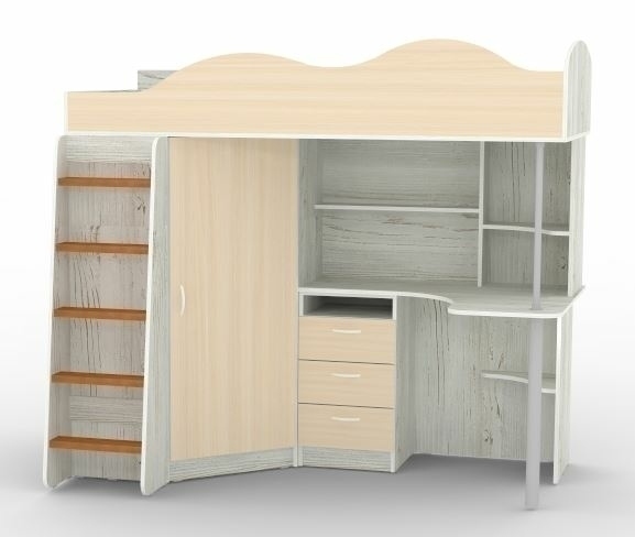 Кровати-чердаки, Кровать чердак Пионер с деревянной лестницей, Винтерберг