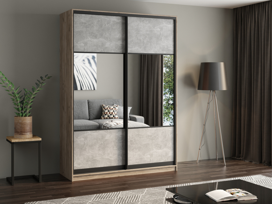 Шкафы-купе, Шкаф купе 2-х дверный АЙСБЕРГ ЛОФТ 170 комбинированный