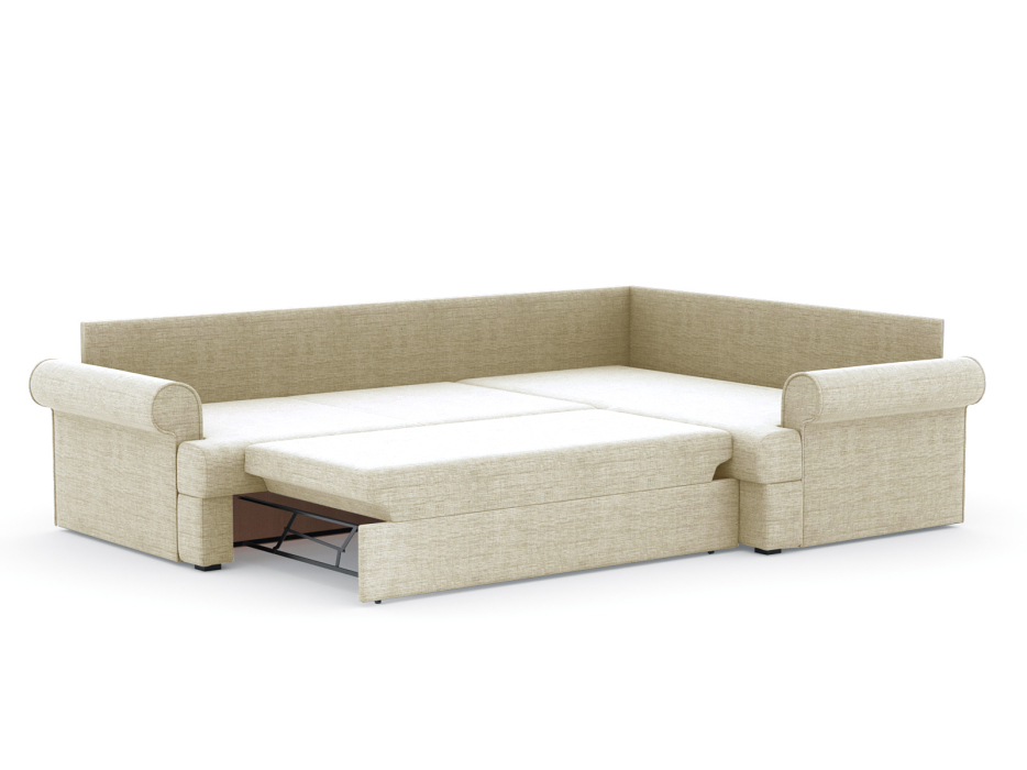 Диваны угловые в гостиную, Диван-кровать угловой Мирта дельфин, рогожка Люкс