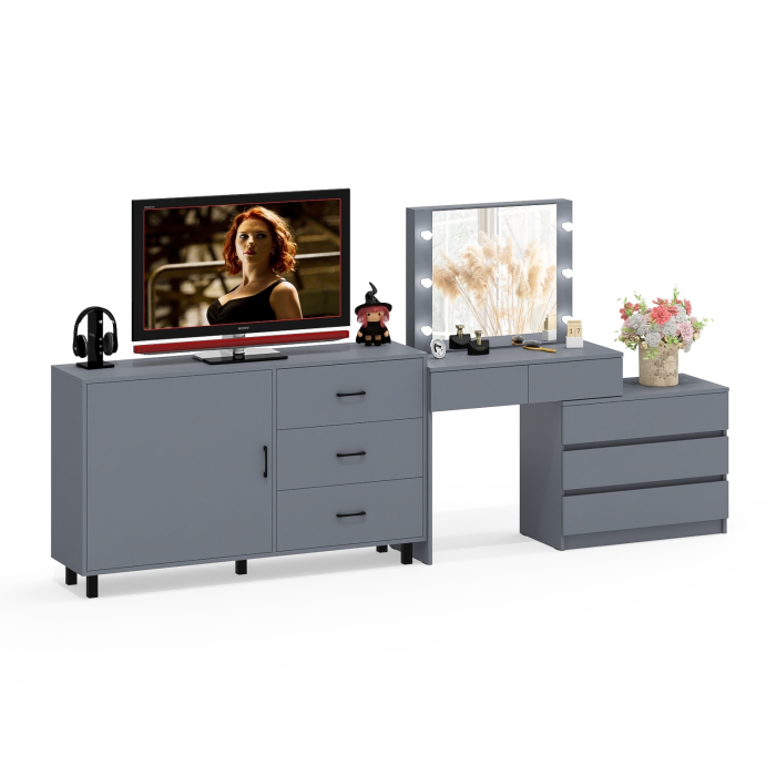 Туалетные столики, Стол-трансформер косметический с подсветкой 110 и комод-тумба три ящика 122-1504