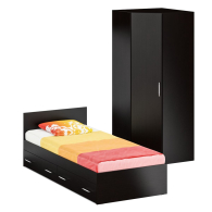 Спальные гарнитуры, Односпальная Кровать с ящиками 900 с угловым шкафом Стандарт