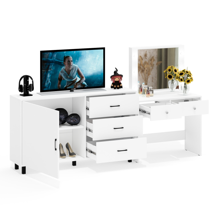 Туалетные столики, Косметический столик с лампочками СТ-5 и комод-тумба 122-1504