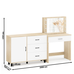 Косметический стол с подсветкой и выдвижным ящиком СТ-4 и комод 122-1204