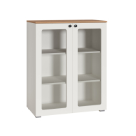 Витрины, Шкаф-витрина Остин 16.394.01, белая шагрень, дуб золотой крафт