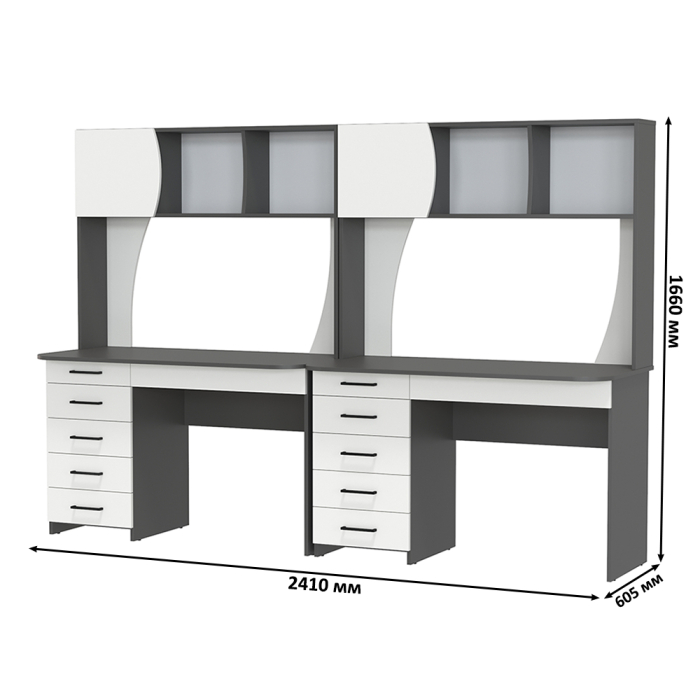 Прямые компьютерные столы, Два стола рабочих Сигма для двоих