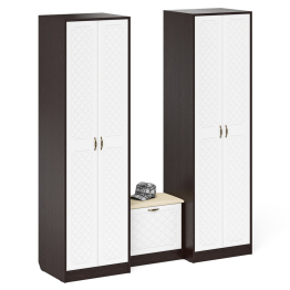 Два шкафа с дверками и обувница с сиденьем П-6 № 07 МДФ фрезеровка ромб