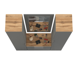 Два шкаф-пенала и обувница с ящиком с зеркалом Октава