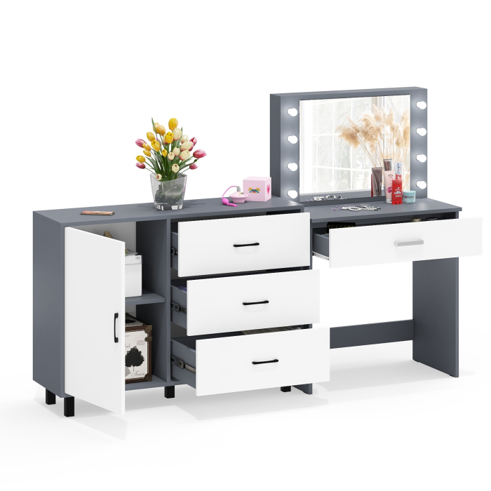 Туалетные столики, Косметический стол с подсветкой и выдвижным ящиком СТ-4 и комод 122-1204