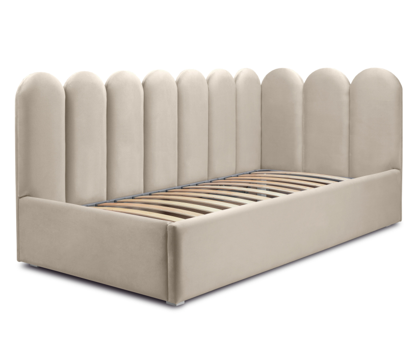 Мягкая кровать, Кровать с мягким изголовьем Мия 90 с подъемным механизмом, микровелюр