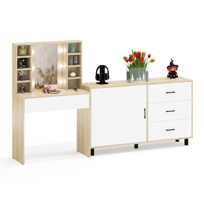 Туалетные столики, Столик туалетный с полочками и с подсветкой и комод 122-1504