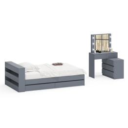 Столик туалетный с лампочками 110 с полутораспальной кроватью с ящиками Ксения 1200