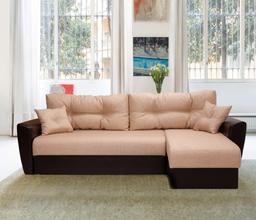 Диваны угловые, Диван угловой  Амстердам 150, рогожка /экокожа