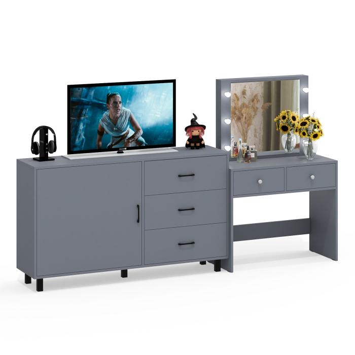 Туалетные столики, Косметический столик с лампочками СТ-5 и комод-тумба 122-1504