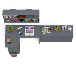 Угловой компьютерный стол Мори МС-16 левый с верхней полкой и тумбой-комодом 1200-3