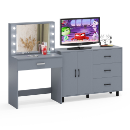 Столик туалетный с подсветкой СТ-4 и комод-тумба с ящиками 123-1204