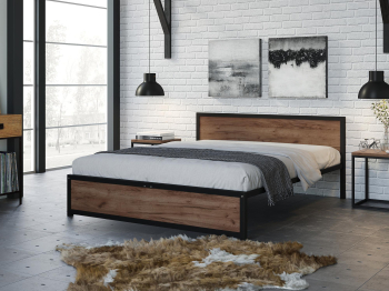 Кровать Титан Лофт 160 без ящиков (черный)