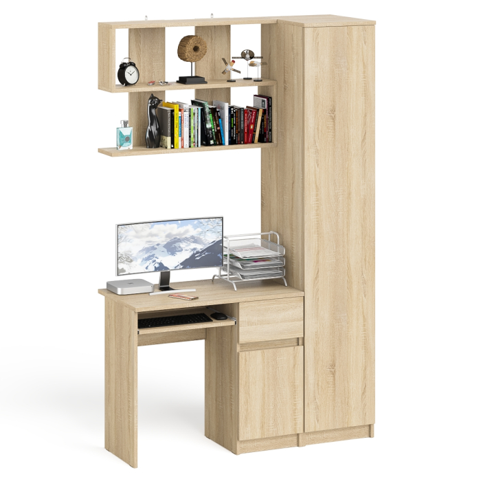 Прямые компьютерные столы, Пенал Мори однодверный на 400.1 с компьютерным столом Мори МС-1 правый и полкой 900