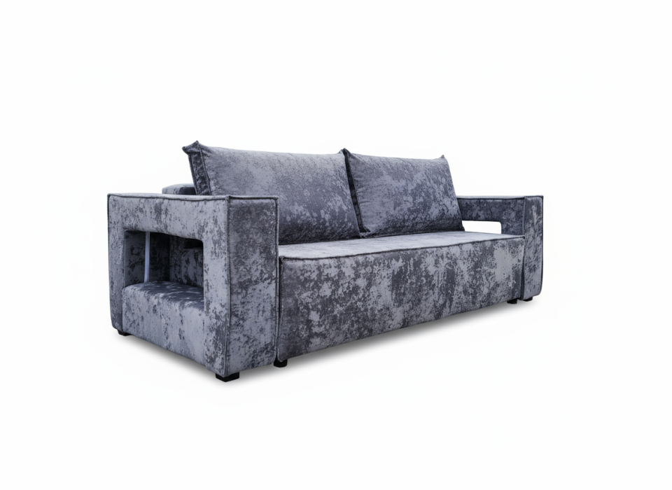 Дизайнерские диваны для гостиной, Диван-кровать еврокнижка Лофт Люкс  с подсветкой , 140,плюш