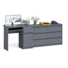 Компьютерный стол МС-1 с дверкой и ящиком справа и комодом на 1200 6 ящиков Мори