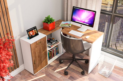 Письменный стол Лидер-8 с тумбой с ящиком и дверкой.