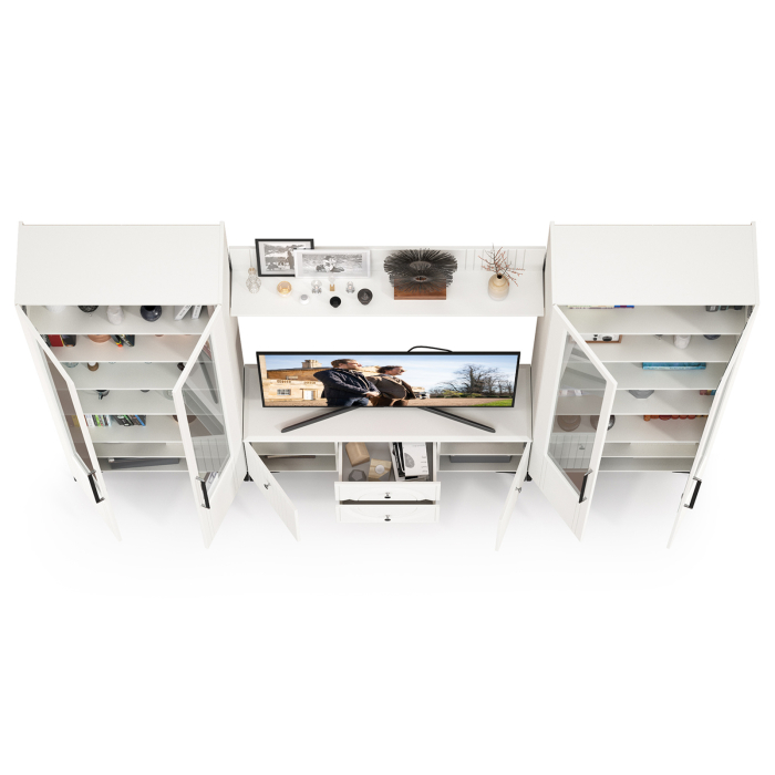 Стенки для гостиной, Два широких серванта и ТВ-тумба Валенсия № 74