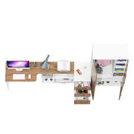 Тумбочка для бумаг три ящика Лидер-8 и стол с бельевым шкафом 20Б