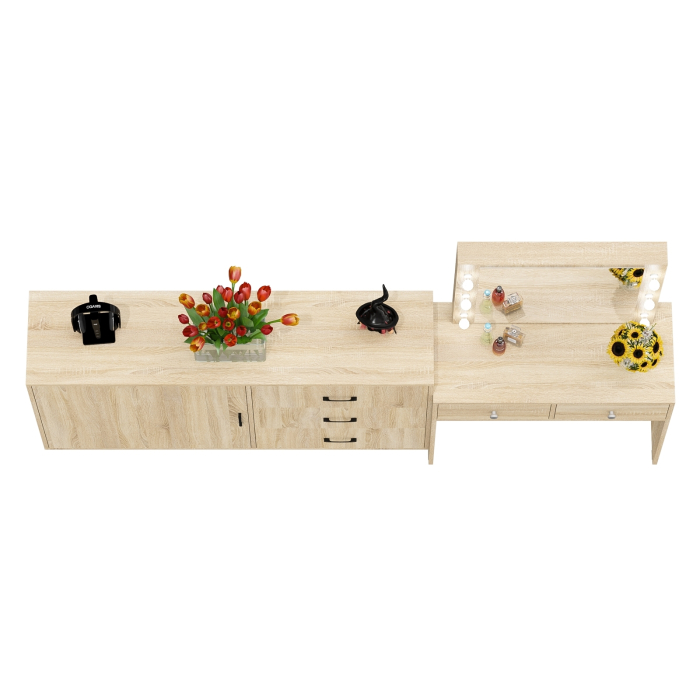 Туалетные столики, Косметический столик с лампочками СТ-5 и комод-тумба 122-1504