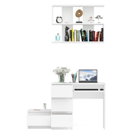 Стол компьютерный три ящика МС-6 левый с тумбочкой ТМП400 и навесной полкой 900 Мори