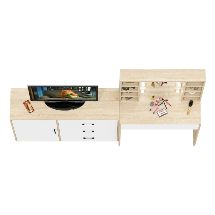 Туалетные столики, Туалетный столик с подсветкой 115 и комод с дверкой и 3-мя ящиками 122-1204