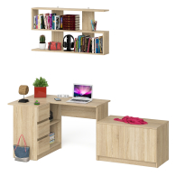 Угловые, Угловой компьютерный стол Мори МС-16 левый с тумбой две двери МА900.1 и широкой полкой 1200