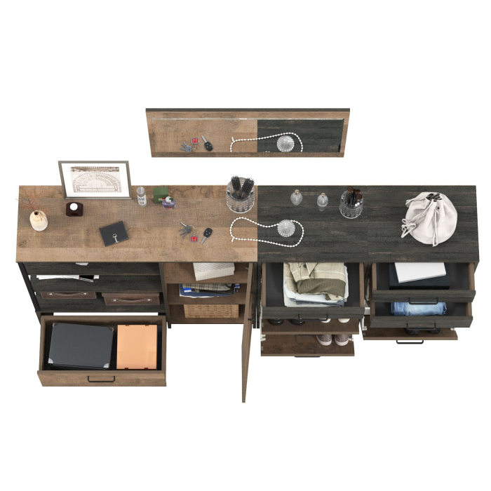 Прихожие, Навесное зеркало в прихожую Трувор с обувницами и комодом-тумбой