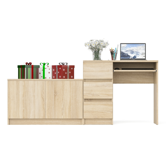 Прямые компьютерные столы, Компьютерный стол три ящика слева с тумбой 900 Мори