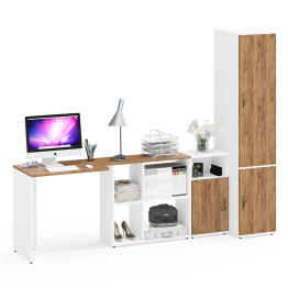 Место для учёбы Лидер-8 с компьютерным столом с тумбой с нишей и пеналом МД 23Б