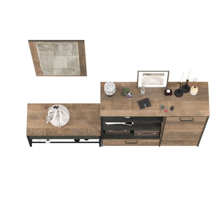 Прихожие, Комод с нишами и ящиком с обувницей с сиденьем и зеркалом Трувор